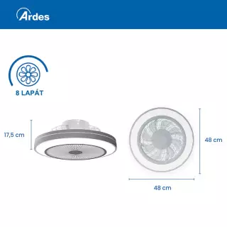 Ardes 5PL50 Mennyezeti Ventilátor távvezérlővel, LED világítással - 48 cm