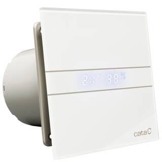 Cata E-120GTH ventilátor üveg előlappal, utószellőztető és páraérzékelő funkcióval, fehér