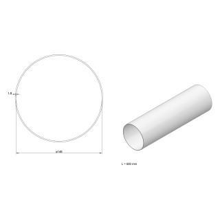Elica - Légtechnikai cső ø150 mm, hossz: 500 mm