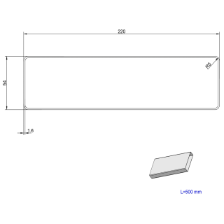 Elica - Lapos csatorna 218X55 mm, hossz: 500 mm