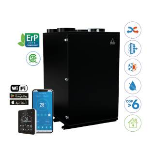 HOLTOP/AIRWOODS AV-HTPF35EI32 központi hővisszanyerős szellőztető beépített hűtő-fűtő funkcióval, entalpia hőcserélővel, LCD-s vezérléssel, WiFi-vel