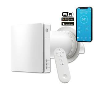 HOLTOP/AIRWOODS AV-TTW5-W egyhelyiséges hővisszanyerős szellőztető automata zsaluval, WiFi csatlakozással, páraérzékelő szenzorral, pollenszűrővel