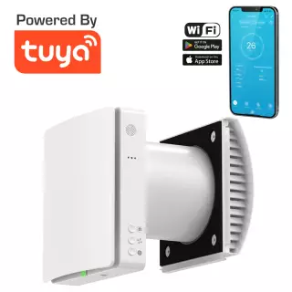 HOLTOP/AIRWOODS - AV-TTW5-W NCIE15 egyhelyiséges hővisszanyerős szellőztető automata zsaluval, WiFi-vel, páraérzékelővel, 15 - 25 cm falhoz